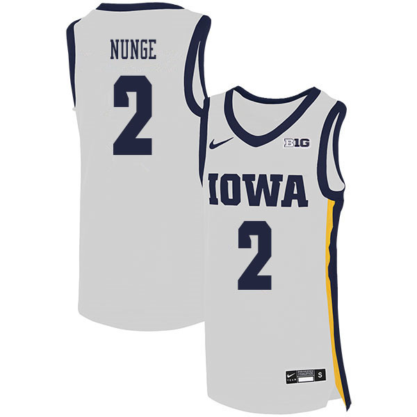 2020 Men #2 Jack Nunge Iowa Hawkeyes College Basketball Jerseys Sale-White